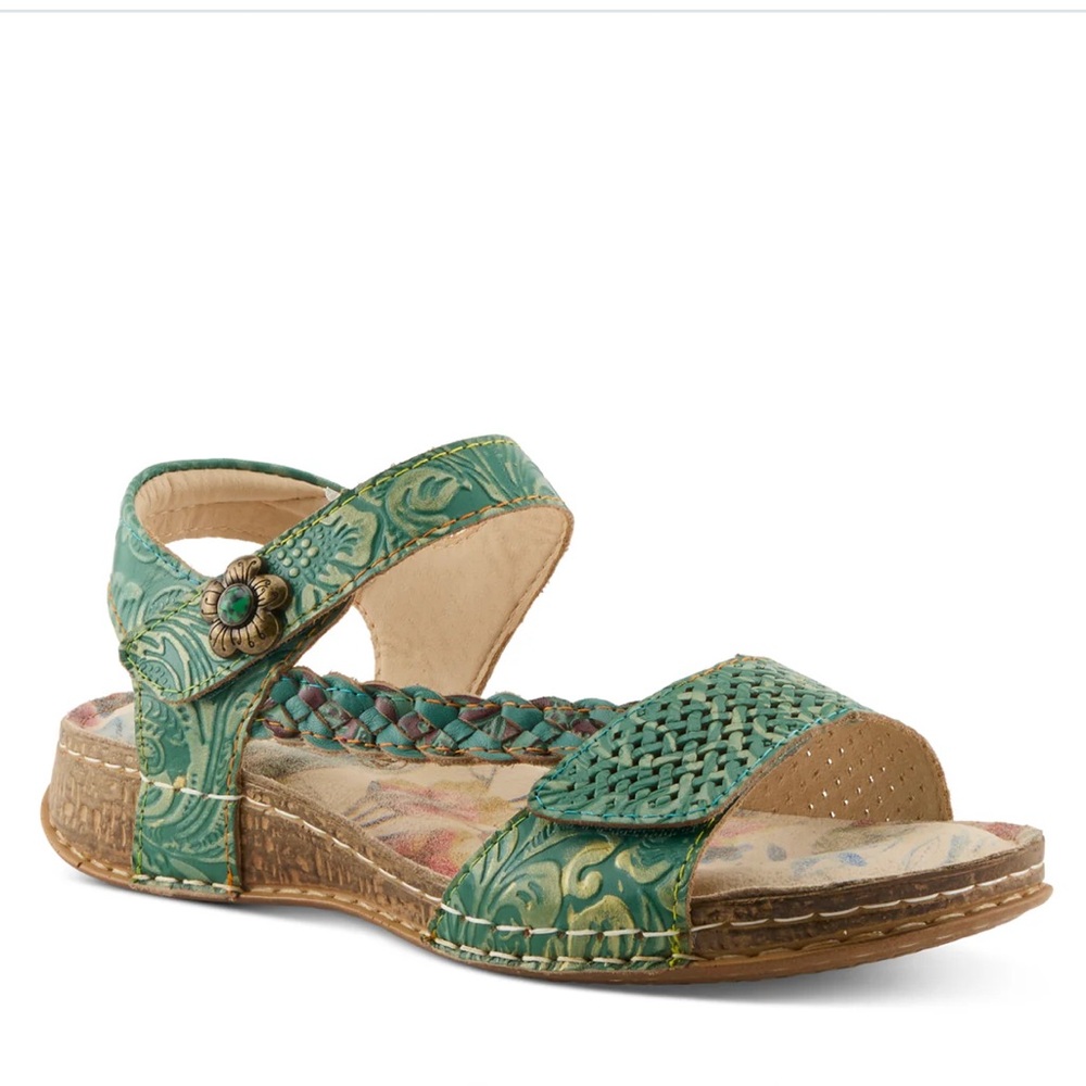 L’ Artiste sandals  green size 42 t-strap hook closure